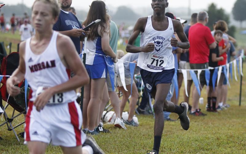 Elbert County junior Adrian Perrin completed the blistering fast North Georgia Championships at Lamar Murphy Park in Jefferson Aug. 24 in 22:02. (Photo by Cary Best) 