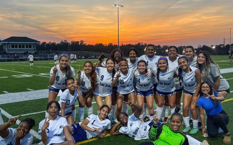 The Lady Devils soccer team poses for a team picture after picking up a region win over Barrow Arts and Sciences Academy. The Lady Devils are scheduled to see Commerce tonight as they try to secure a playoff spot. (Photo courtesy of ECCHS Lady Devils soccer)