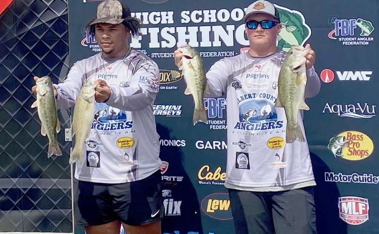 Adrian Harris (left) and Ethan Vaughn (right) finished in the Top 30 teams during the GHSA Fishing State Finals on Clarks Hill Lake May 20. 