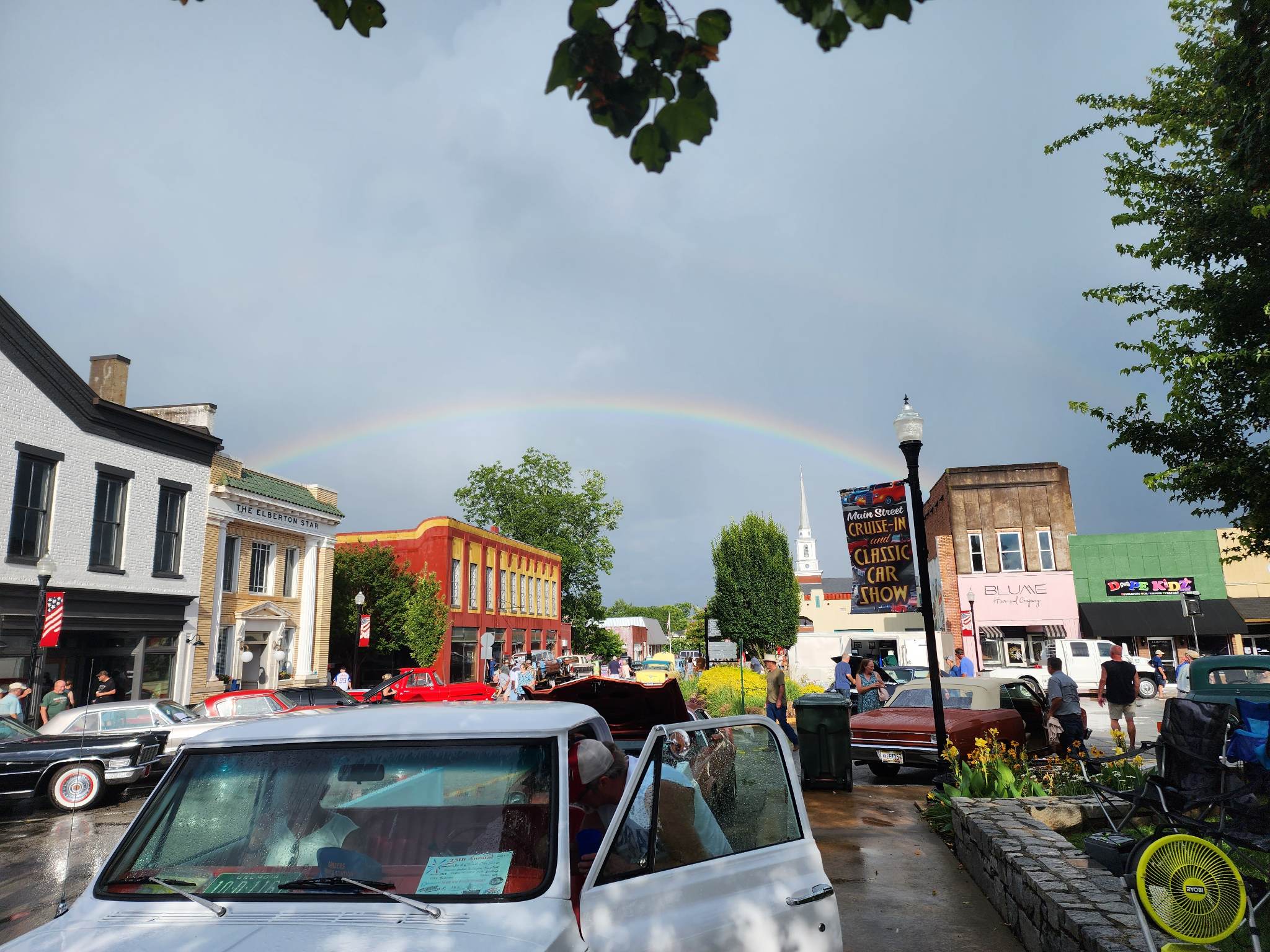 Following a rain shower, a rainbow appeared over the square, creating a beautiful backdrop for the show. (Photo submitted by Scott Vreeland) 