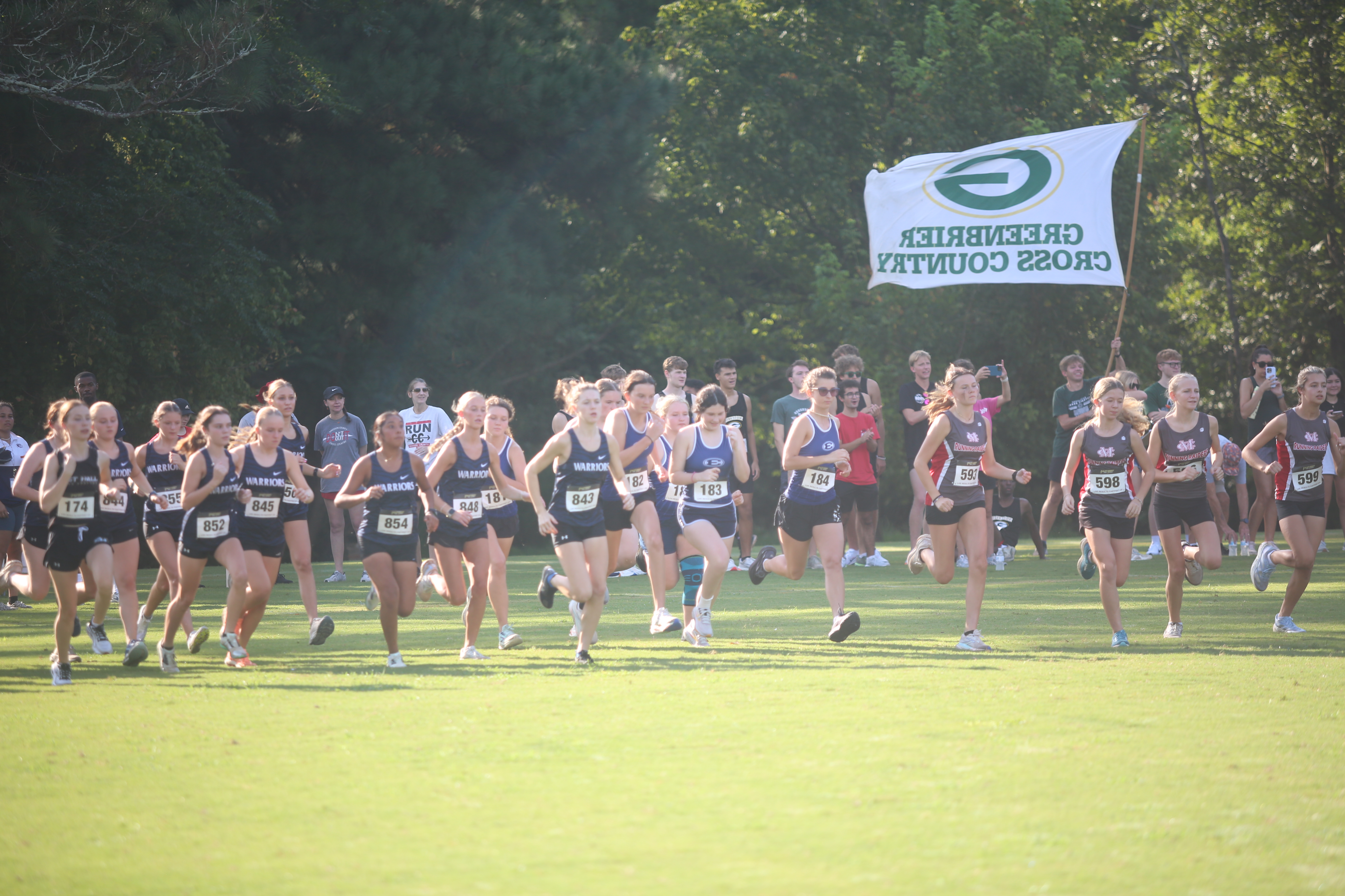 The Elbert County girls' cross country team runs at Athens Christian School August 15. (Photo by Bo Underwood)