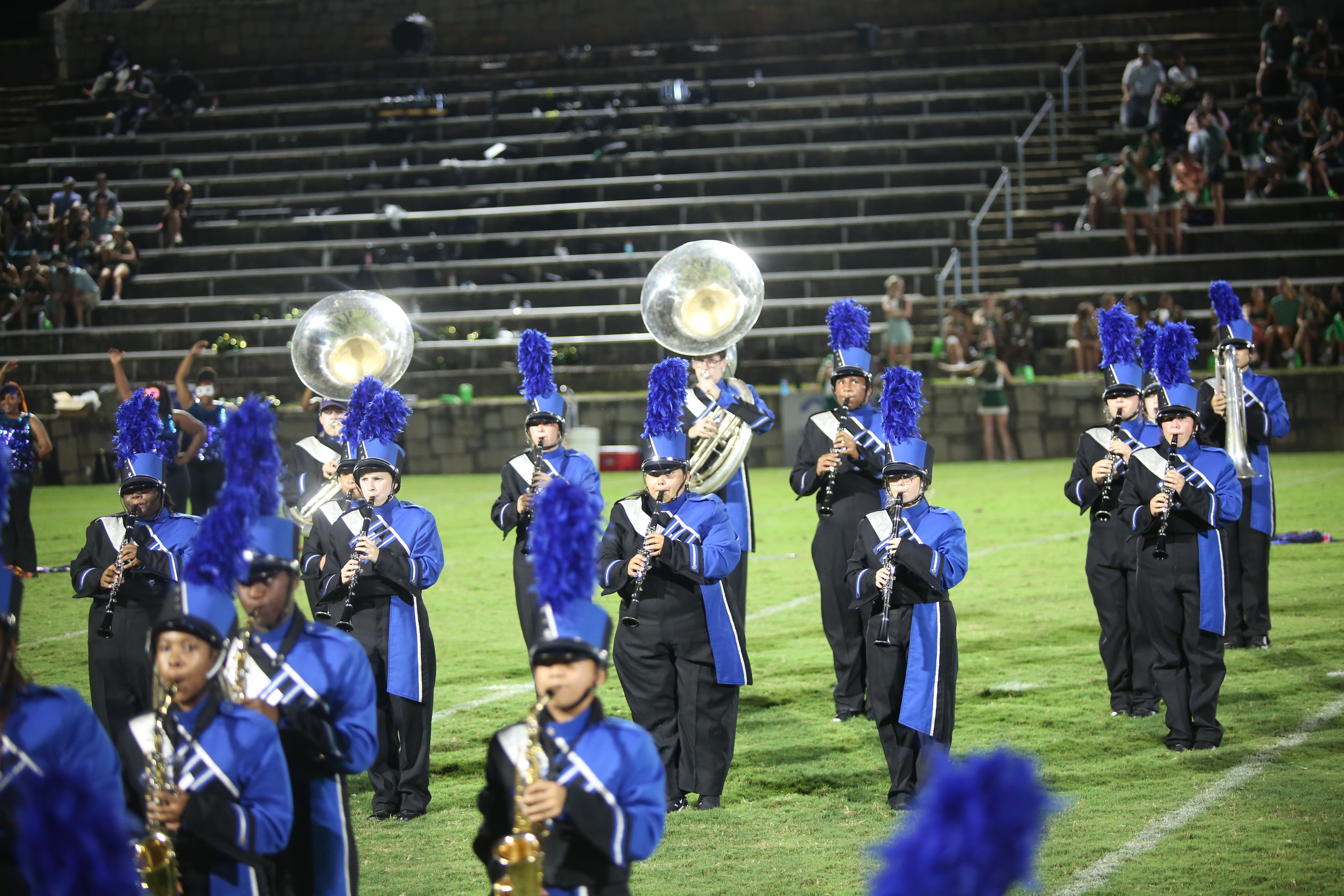 The Elbert County Blue Devil marching band performs at halftime. (Photo by Bo Underwood)