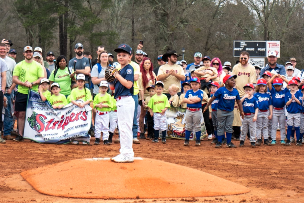 Paxton Glaude prepares to throw out the opening pitch on Elbert County Little League Opening Day March 7. (File photo courtesy of Elbert County Little League)