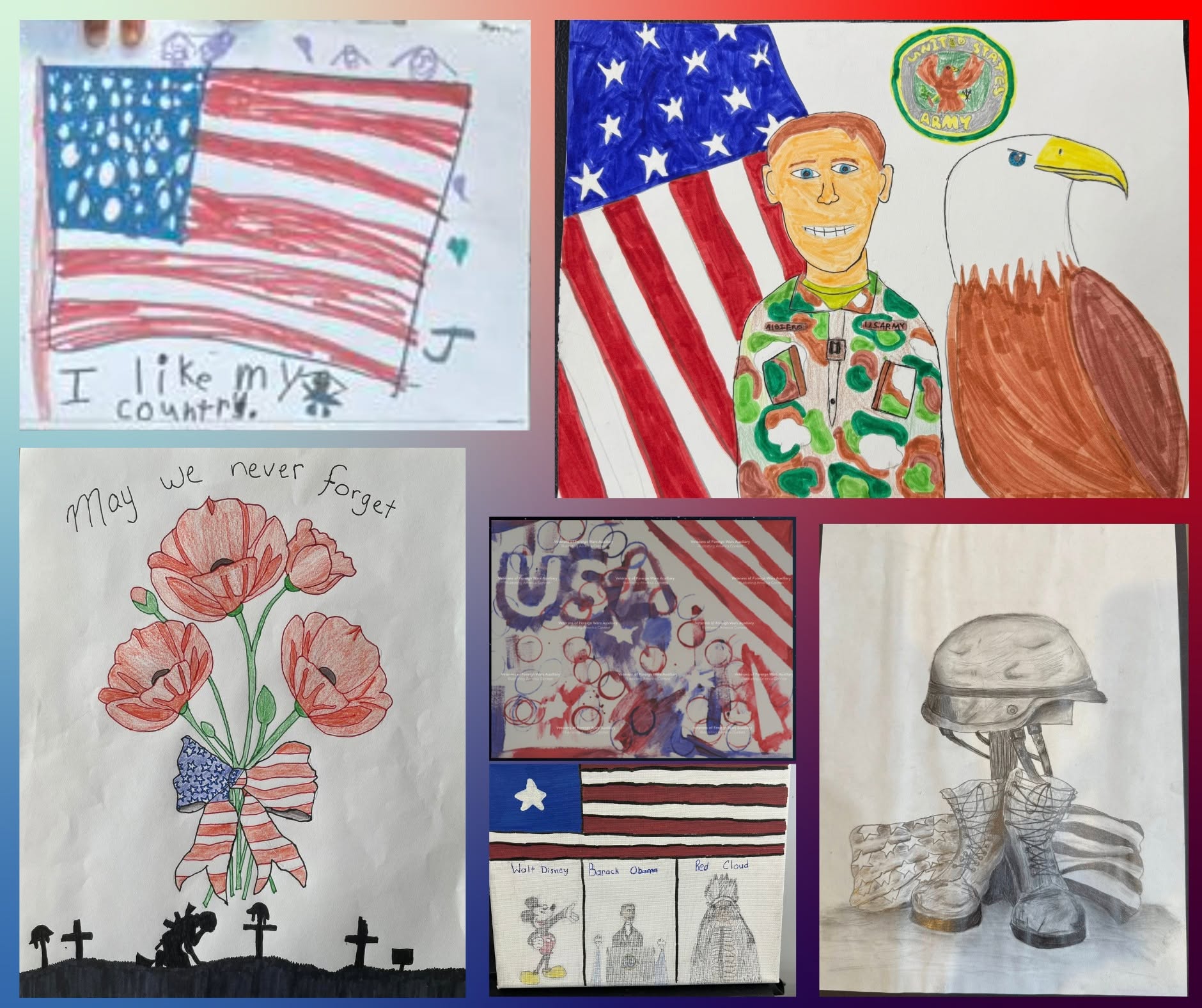 Last year’s winners of the Illustrating America Patriotic Art Contest were highlighted on the VFW Auxiliary’s Facebook page in Feburuary. (Photo courtesy of the National VFW Auxiliary)