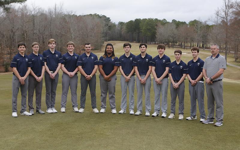 The 2020 Golf Devils are (L-R) Thomas Brady, Jake Harper, Ethan Cone, Ashford Bennett, Eli Goff, Tamar Burton, Nathan Thornton, Evan Yeargin, Brady Starrett, Slate Crook, Levi Johnson and coach Larry Kesler. (Photo by Cary Best)