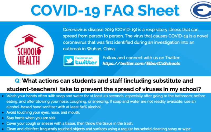 COVID-19 fact sheet from Elbert County Schools
