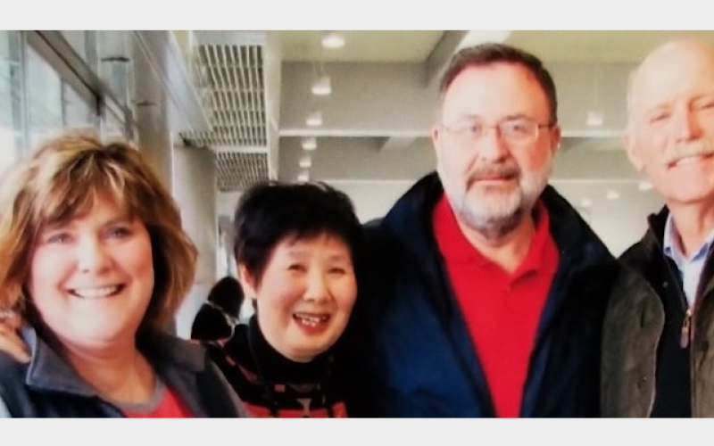 A final farewell for Elberton visitors (L-R) Cindy Churney, Etsuko Himeno, Lamar Scott and Tom Evans.