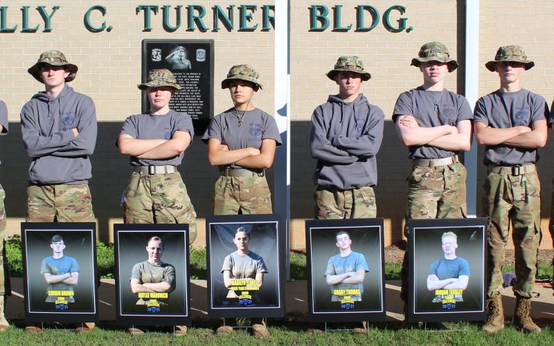 Elbert County Raider Seniors include (L-R) Gabriel Pless, Justin Bastyr, Corbin Brown, Haylee Marunich, Marilyn Flores, Grady Thomas, Jordan Teasley, Jake Tiller, Thomas Vaughn and D.J. Veal.