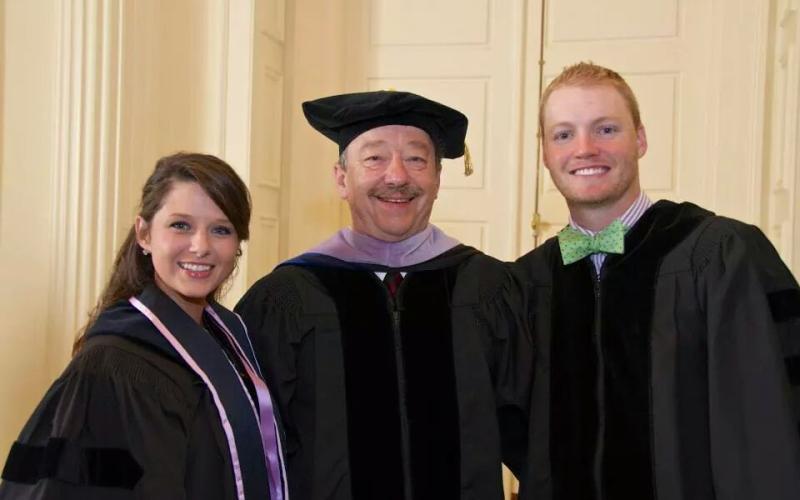 Amanda Erwin Chandler (left) with her father, Stuart (center) and her husband Jordan. Amanda and Stuart practice dentistry in Elberton while Jordan’s practice is in Franklin Springs.