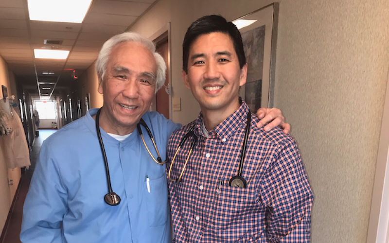 Dr. Jonathan Poon (right) with his father, Dr. Glenn Poon, at The Medical Center of Elberton. (Photo by Jones)