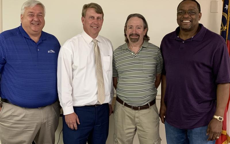 New members of the EMH Authority Executive Committee were nominated during the authority’s July 27 meeting including (L-R) Scott Wilson as secretary, Leon Jourolmon as chairman, Max Black as vice-chairman and Kam McClary as treasurer. (Photo by Scoggins)