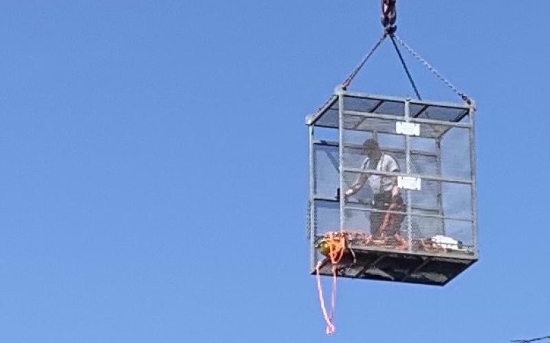 EMT  Howard Gailey was lowered into the Savannah Valley Quarry Wednesday after an accident claimed a worker’s life. According to Elbert Coroner Chuck Almond, the 42-year-old victim was pronounced dead at the scene (Elbert County EMS photo)