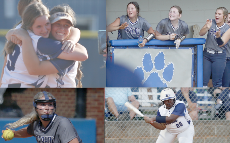 Clockwise, the Lady Devils will graduate seniors Makenley Rorick (left in first photo), Dallas Dean (left in second photo), Liberty Burnette (right in second photo), Chantille Syphore and Chesnee Brown. (Photos by Scoggins)