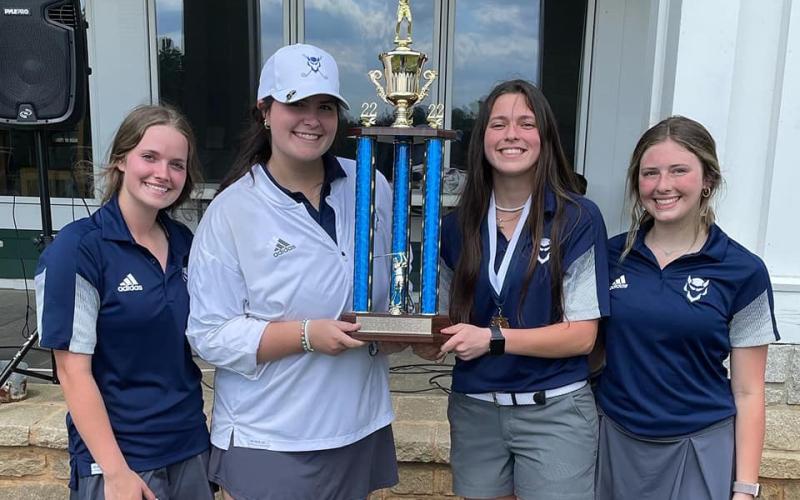 The Lady Devils golf team finished first at the Granite City Classic Saturday, April 23. Playing for the Lady Devils were (L-R) Emalise Andrews, Ava Dye, Abby Bryant and Ellie Wheeler.