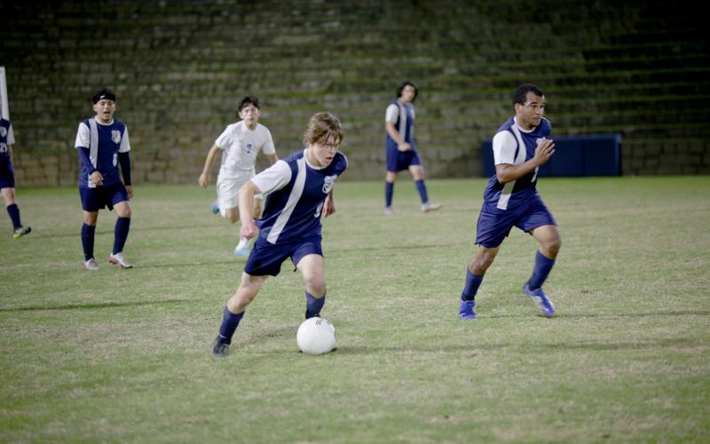 Devils soccer coach Luke Hall said freshman Christian Richey has stepped up during the 2022 season when needed to fill empty slots in the Devils’ lineup. (Photo by Wells)