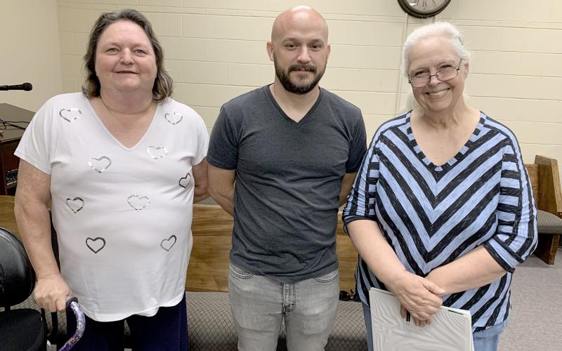 Pictured after the Elbert County Board of Commissioners’ called meeting June 1 are (L-R) Elections Superintendent Melissa Shead, Republican nominee Dustin Ayers and Democrat nominee Donna Wood. (Photo by Scoggins)