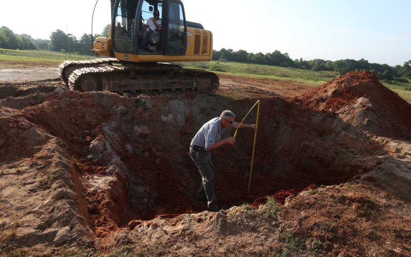 The Elbert County Road Department dug up land where an alleged time capsule was buried at the site of the Georgia Guidestones. There was no time capsule found at the site despite false information circulating other social media pages. (Photo by Scoggins)