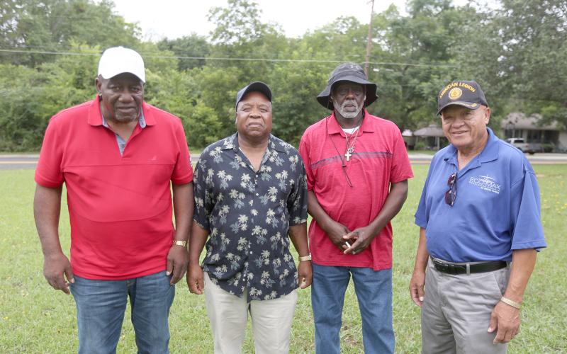 Former St. Paul Braves teammates (L-R) Murray Morrison, Eddie Sanders, Epp Thompson and Terry Burton reunited at the Blackwell Memorial Cultural Center Saturday, July 9. (Photo by Scoggins)