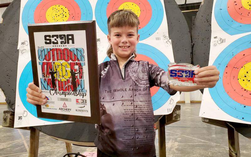 Disciple Archery’s Logan Evans was named the S3DA National Shooter of the Year and was crowned the National Champion in the Junior Eagle Male Pins during the S3DA’s annual Outdoor Target National Championship Aug. 2. See more photos of Disciple Archery’s July state championship awards on page 6A.