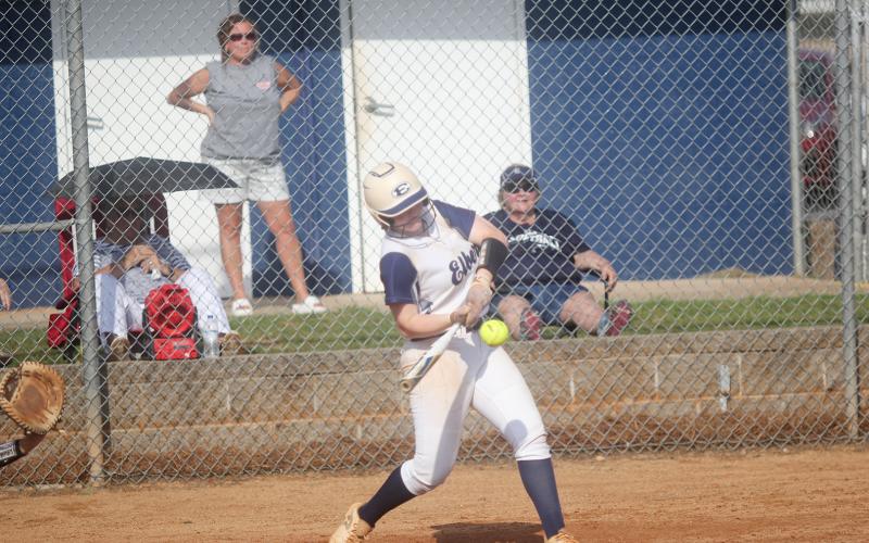 Lilly Ray connects with the ball against Lake Oconee Aug. 4 after hitting a two-run homer in the pre-season scrimmage Aug. 2.
