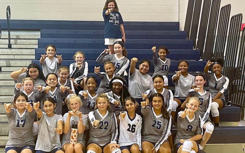 The Elbert County Middle School volleyball team competed in the Gainesville East Middle School Volleyball Championship tournament Saturday, Sept. 24. (Photo courtesy of Joey Norris)