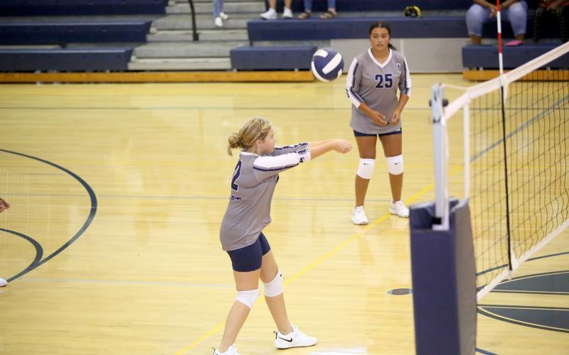 Isabella Adams sets the ball during a match at Elbert County Middle School. (File photo by Wells)