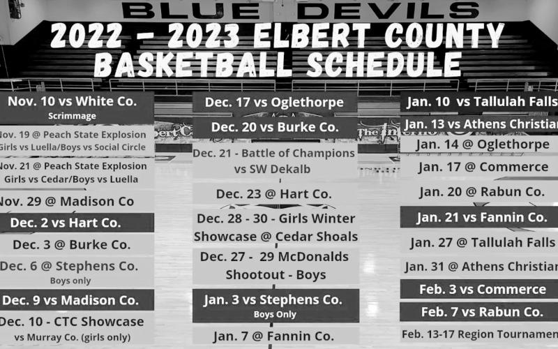 Elbert County's 2022 Basketball Schedule