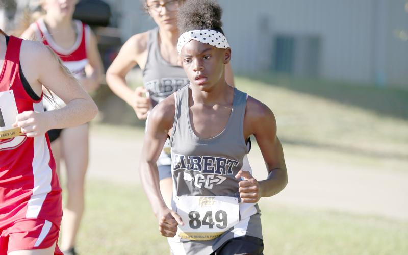 Autumn Davis led the Lady Rams during the region cross country meet at Elbert County Middle School Sept. 27. Davis finished 13th overall for the girls. (Photos by Scoggins)