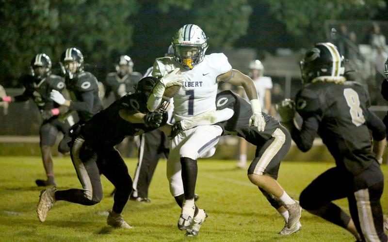 Senior Quan Moss entered Friday’s 41-21 win over Commerce as Class A Division 1’s leading rusher with 1,291-yards. Moss added another 206 yards during the game. (Photo by Scoggins)