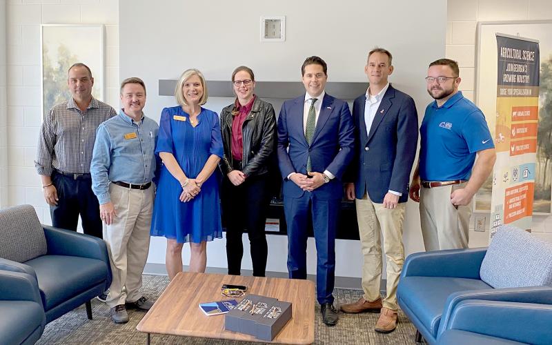 Pictured during the Elbert County Athens Technical College (ATC) campus visit are (L-R) ATC Dean Stuart Frew, Program chair Chris Morgan, Andrea Daniel, ATC President, Ann-Jo Smits, Aeres, Laurens van Doeveren, Deputy Consul General of the Consulate General of the Kingdom of the Netherlands, Mayor of Elberton Daniel Graves and ATC VP of Economic Development Al McCall.