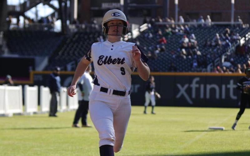 Senior Lady Devil Ava Lunsford crosses home plate at Truist Park during the Georgia Dugout Club’s All-State game Nov. 13. (Photo courtesy of Coweta Score Photography)
