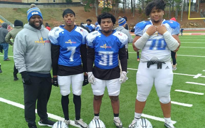 Devils (L-R) Assistant Coach Sid Smith, L.J. Clark, Bubba Heard and Adrian Harris were selected to coach and play in the Northeast Georgia Fellowship of Christian Athletes All-Star game Dec. 17.