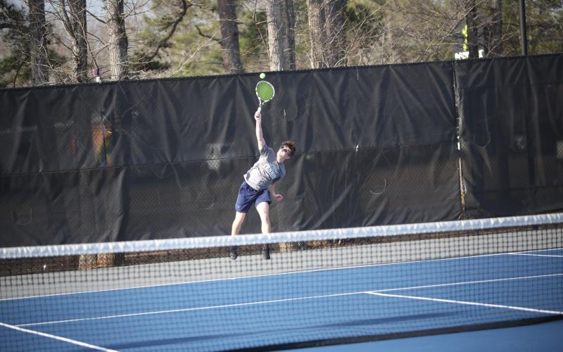 Devils and Lady Devils Emily Poon, Justin Brown, Broughton Smith and Katie Nguyen kicked off the 2023 tennis season Feb. 7 against Tallulah Falls at McWilliams Park. (Photos by Wells)