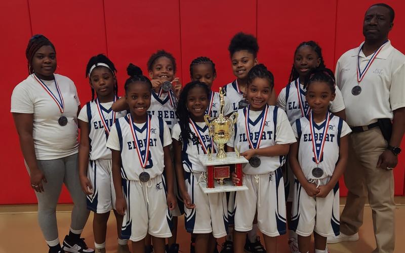 The 8U All Star girls team and coaches include (L-R) Coach Tyrica Jones, Storee Settles, Oliva Bonner, Thalia Robertson, Kass Mattox, Skylar Henderson, Ryleigh Benson, Maddie Newman, Jariah Jones, Aaliyah Bell and Head Coach Billy Jones.