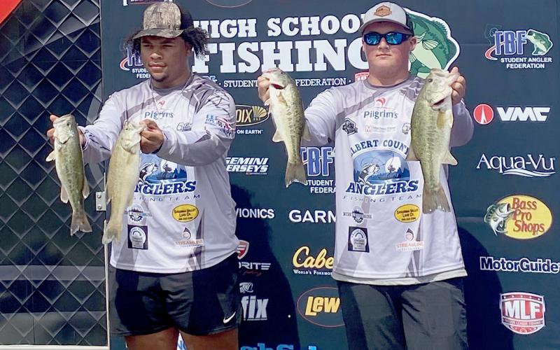 Adrian Harris (left) and Ethan Vaughn (right) finished in the Top 30 teams during the GHSA Fishing State Finals on Clarks Hill Lake May 20.