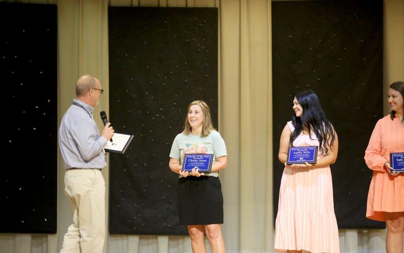 Christy Jones reacts as she was named the district’s Teacher of the Year. (Photos by Wells)