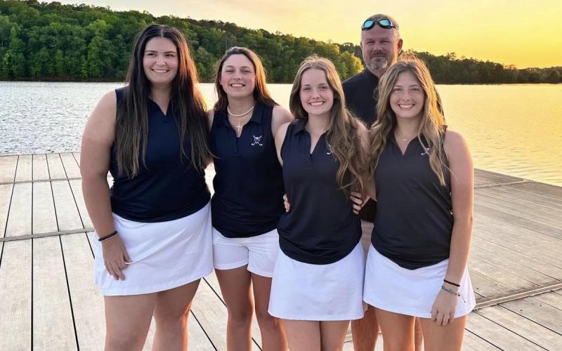The entire Lady Devils golf team, featuring (L-R) Ava Dye, Abby Bryant, Emalise Andrews and Ellie Wheeler, head to Frisco, Texas with Head Coach Larry Kesler in July after being invited to compete in the Girls High School Golf National Invitational Tournament.