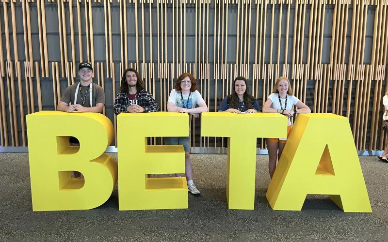 Elbert County Comprehensive High School students who competed in the National Beta Club senior convention in Louisville, Kentucky include (L-R) Broughton Smith, Alex Bennett, Brody Howell, Callie Moss and Jude Sanders.