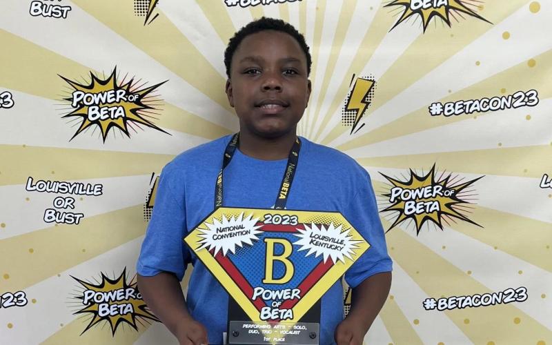 Upcoming eighth-grader Jaukeem Fortson took home first place in the nation in the performing arts solo, duo and trio category during the National Beta Club convention in Louisville, Kentucky.