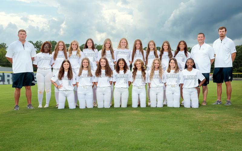 The 2023 Devil and Lady Devils Softball team includes Gracie Brady, Hannah Brady, Reagan Baker, Emily Booth, Carmen Burden, Miller Drake, Heaven Robinson, Casey Peters, Kamryn Webb, Erica Christian, Madison Dye, Nakiya Dubose, Shannon Freeman, Peyton Jenkins, Audrey Lunsford, Tiyah Turman, Bellamy Nash and Londyn Bryant. The team is coached by Head Coach Drew Greer and Assistant Coaches Josh Jones and Bryce Bowen. (Photo by Mercer Harris)