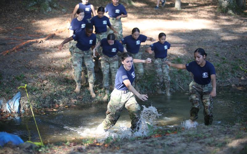The Elbert County Raiders go through the different stations of the obstacle course event during their raider meet hosted by Hart County Sept. 23. Elbert’s mixed team finished the obstacle course in first place while the female team finished the event in second-place. (Photo by Wells)