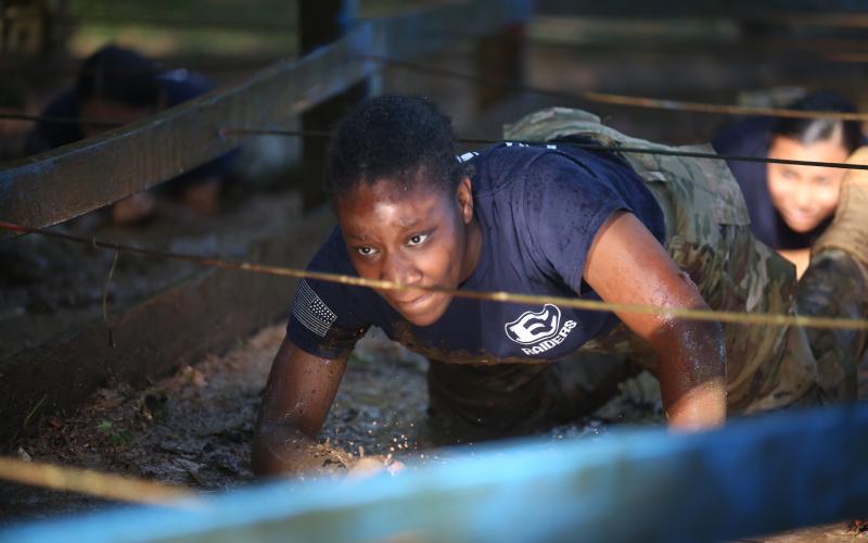 The Elbert County Raiders go through the different stations of the obstacle course event during their raider meet hosted by Hart County Sept. 23. Elbert’s mixed team finished the obstacle course in first place while the female team finished the event in second-place. (Photo by Wells)