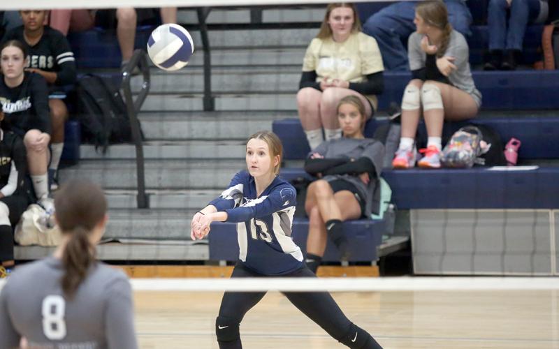 Ryleigh Stowers bumps the ball during Elbert County’s 2-0 loss to Prince Avenue Sept. 7. The Lady Devils went on to defeat Commerce 2-1 later in the evening. (Photo by Wells)