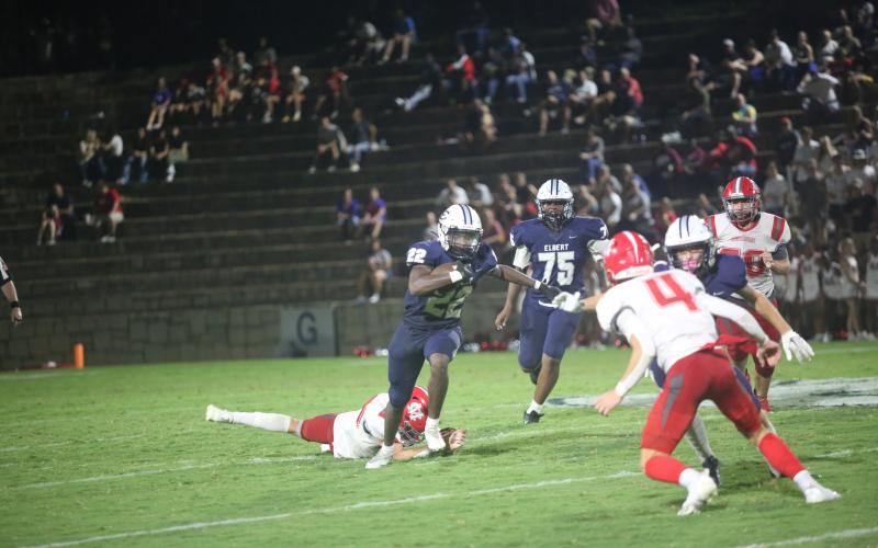 No. 8 Eli Harris, No. 22 Jacari Barnett, No. 1 Ty’Rikis Jones, and No. 55 D.J. Raiford and No. 5 Malik Moon were all named to the Region 8A Division 1 All-Region team. (File photos by Wells)
