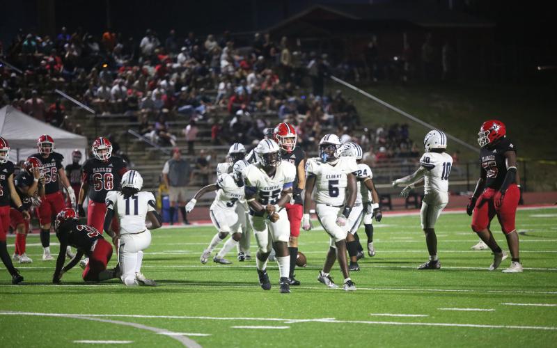 No. 8 Eli Harris, No. 22 Jacari Barnett, No. 1 Ty’Rikis Jones, and No. 55 D.J. Raiford and No. 5 Malik Moon were all named to the Region 8A Division 1 All-Region team. (File photos by Wells)