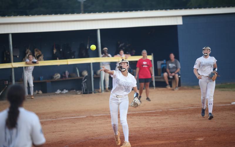 No. 12 Emily Booth and No. 11 Ky Dubose were named to the Class A Division 1 All-State team by the Georgia Athletic Coaches Association Nov. 30. In addition to Booth and Dubose, No. 2 Gracie Brady, No. 9 Audrey Lunsford, No. 26 Kamryn Webb and No. 17 Hannah Brady were named honorable mention. (File photos by Wells)