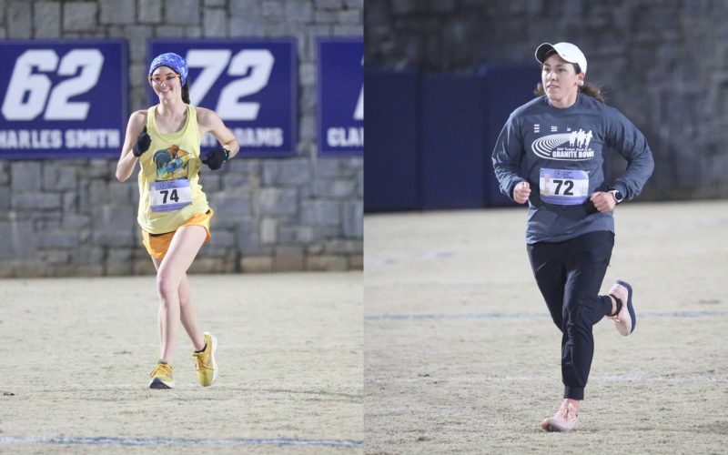 Runners follow the course through the Granite Bowl during the Twilight Stroll by the Granite Bowl Jan. 5. (Photos by Wells)