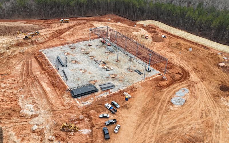 The spec building being funded by the City of Elberton in the Elberton Industrial Park is coming to life. City Manager Lanier Dunn said the rainy weather in January caused some delays, but construction still continues throughout the month of February. (Photo courtesy of the City of Elberton)
