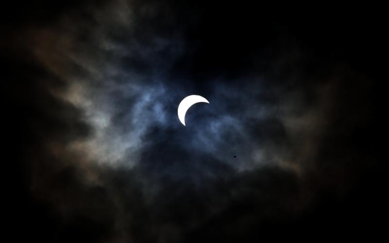 Although Elbert County was not in the path to experience the total solar eclipse Monday, April 8, the area was estimated to see upwards of 80 percent totality. (Photo by Scoggins)
