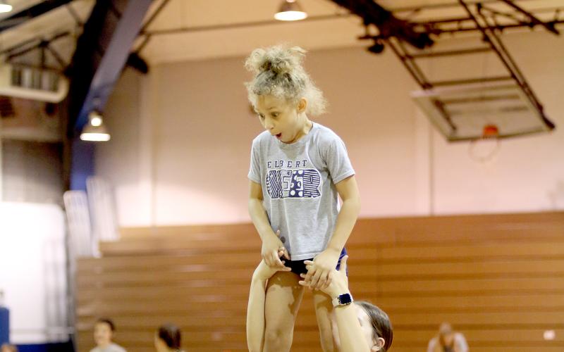 The Elbert County Lady Devil cheerleaders hosted their annual youth cheer camp June 17 through June 19. (Photo by Wells)